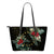 Cook Islands Hibiscus Small Leather Tote Bag Black - Polynesian Pride