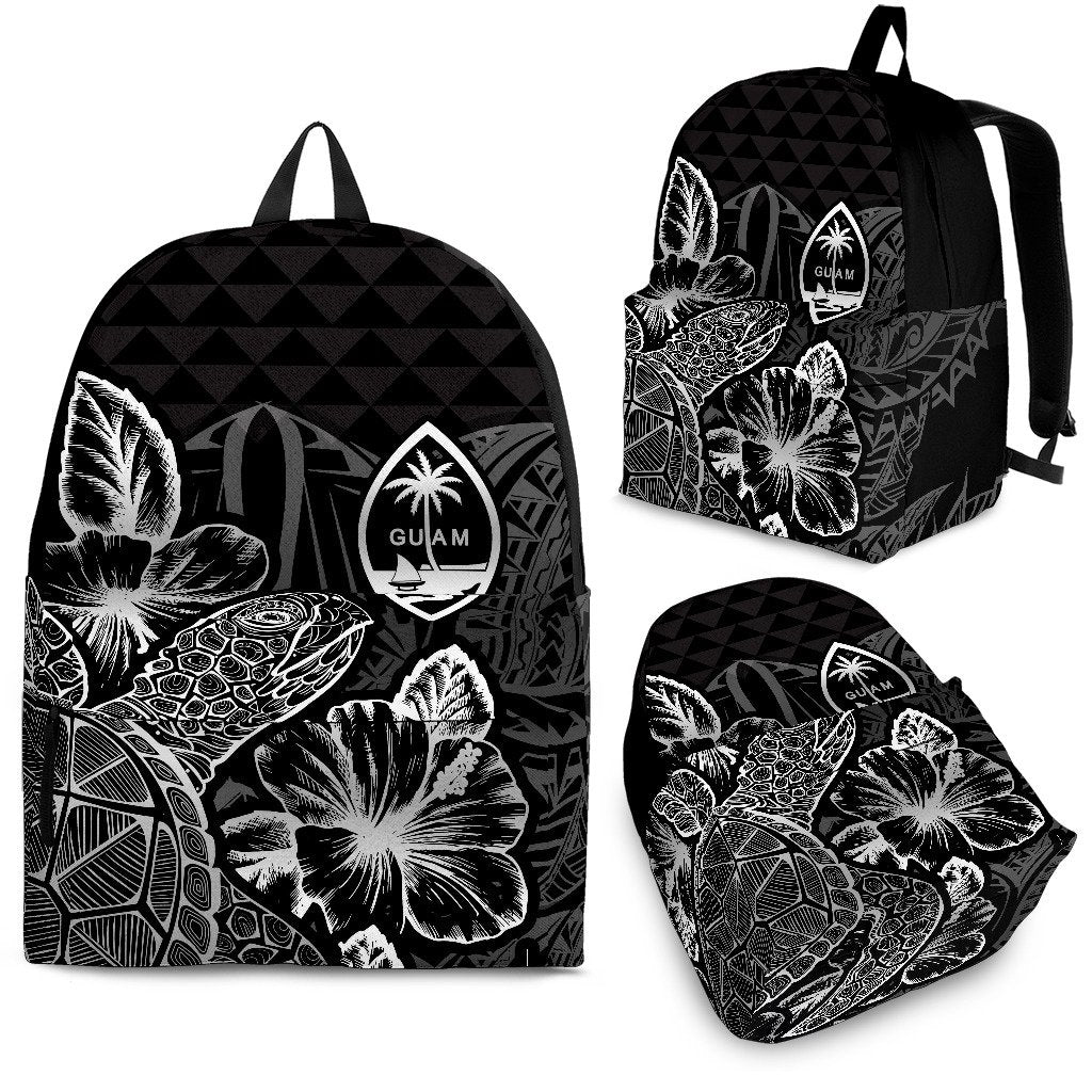 Guam Polynesian Backpack Turtle Hibiscus Black Black - Polynesian Pride