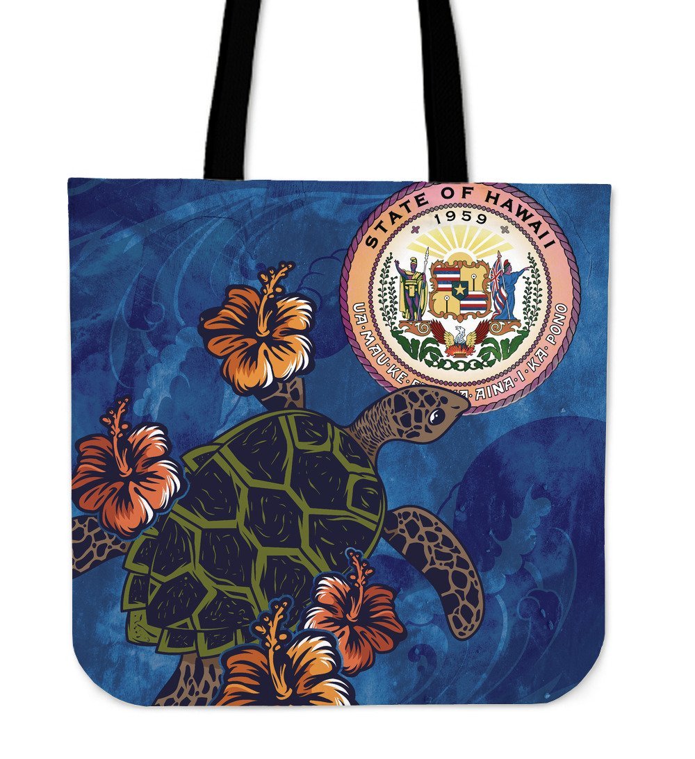 Hawaii Seal Hibiscus Ocean Pin Light Turtle Sea Tote Bag Tote Bag One Size Blue - Polynesian Pride
