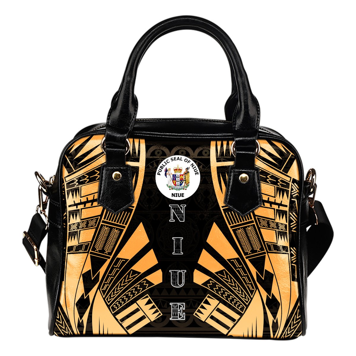 Niue Shoulder Handbag - Polynesian Tattoo Gold One Size Gold - Polynesian Pride
