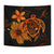 Hawaii Turtle Map Hibiscus Plumeria Poly Tapestry - Orange - Polynesian Pride