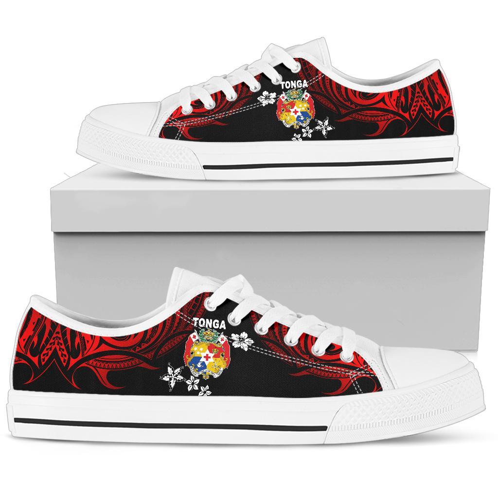 Mate Ma'a Tonga Rugby Low Top Shoe Polynesian Unique Vibes - Red - Polynesian Pride