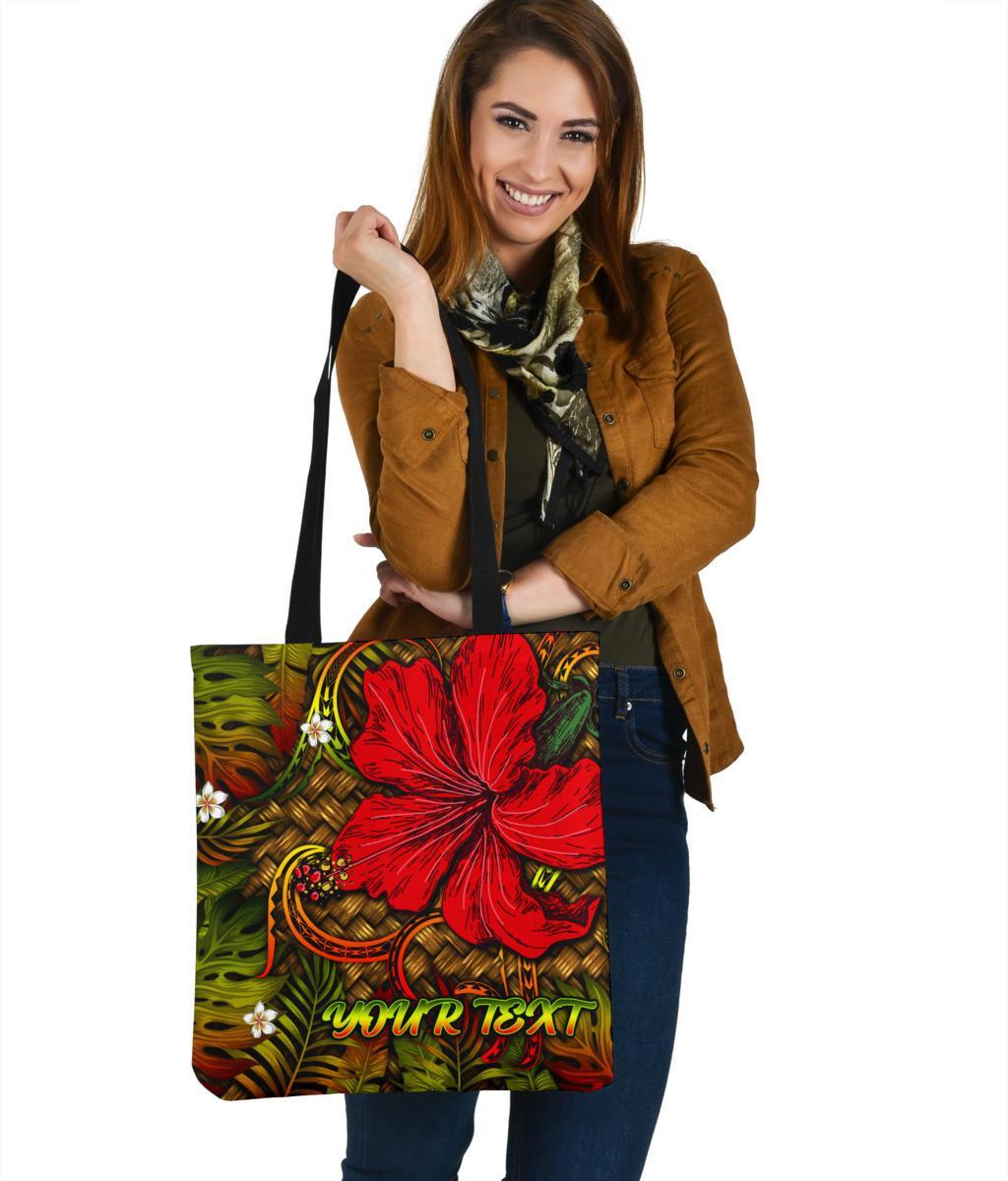 Hawaii Lauhala Hibiscus Polynesian Tropical Tote Bag - Wake Style - AH Tote Bag One Size Reggae - Polynesian Pride