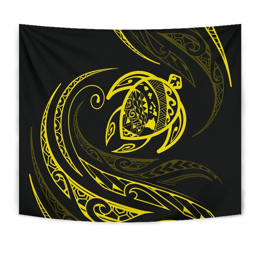 Hawaii Turtle Tapestry - Yellow - Frida Style - Polynesian Pride