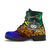 Samoa Custom Personalised Leather Boots - Rainbow Polynesian Pattern - Polynesian Pride