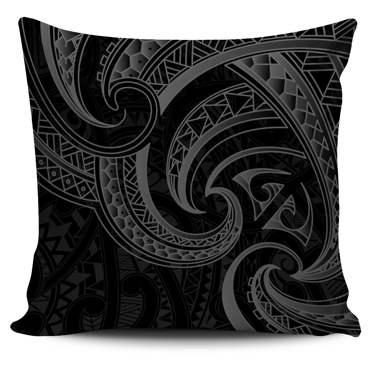 New Zealand Maori Mangopare Pillow Cover Polynesian - Black Pillow Cover One Size Black - Polynesian Pride