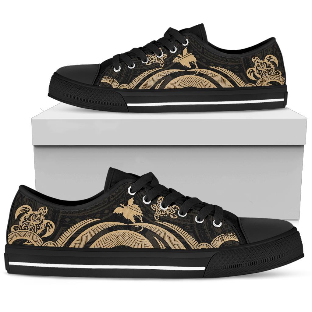 Papua New Guinea Low Top Canvas Shoes - Gold Tentacle Turtle - Polynesian Pride