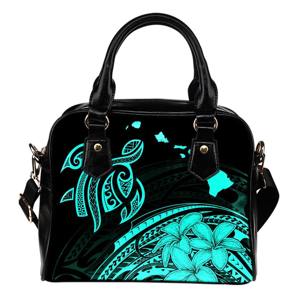 Tonga Polynesian Shoulder Handbag - Summer Plumeria (Black)