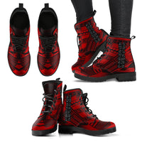 Austral Islands Leather Boots - Polynesian Tattoo Red - Polynesian Pride
