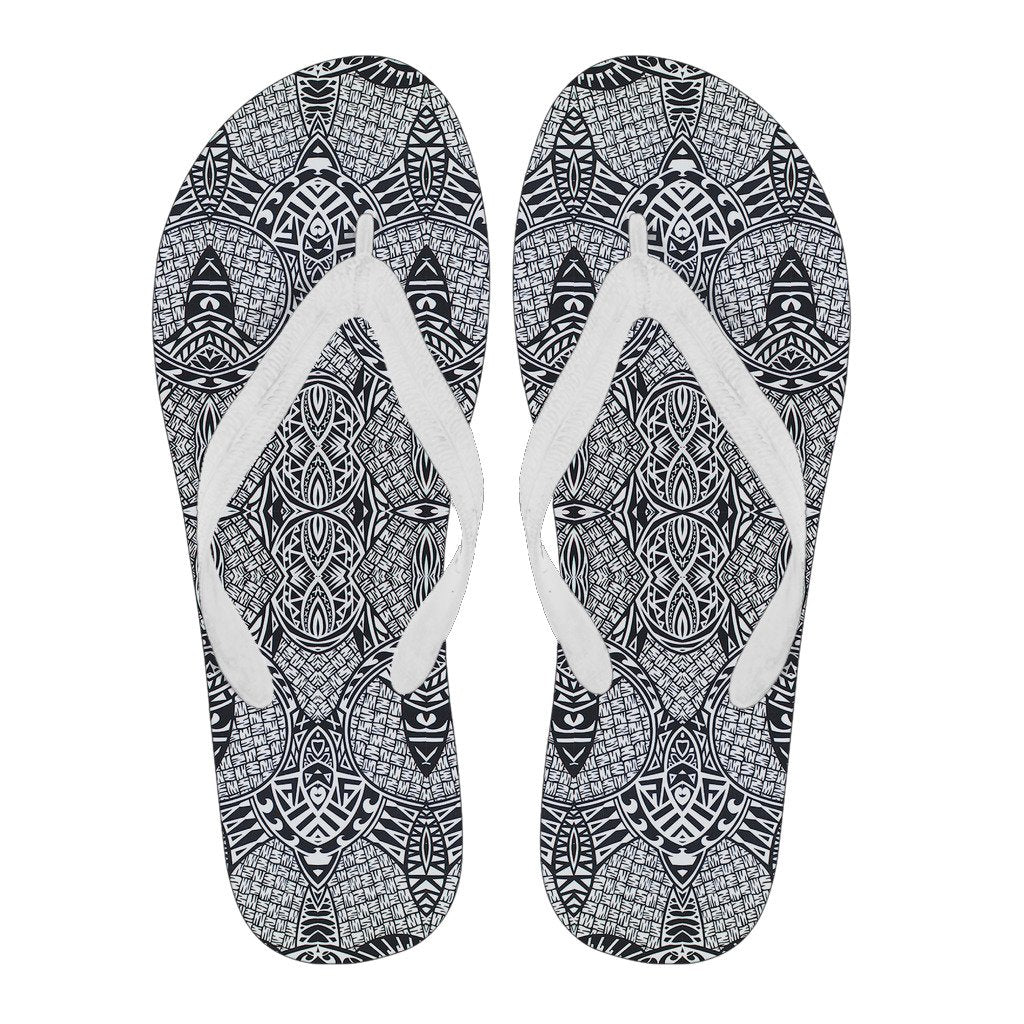 Polynesian Flip Flops Black And White Men's Flip Flops White - Polynesian Pride