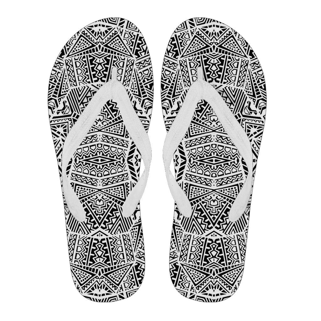 Polynesian Flip Flops White And Black Men's Flip Flops White - Polynesian Pride
