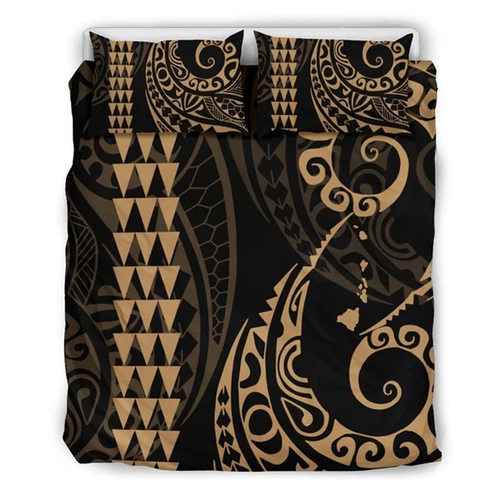 Hawaiian Map Polynesian Bedding Set Gold Gold - Polynesian Pride