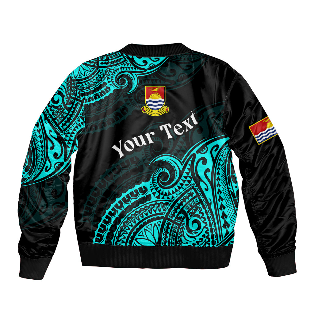 (Custom Personalised) Ribaberiki Kiribati Coat Of Arms Mix Cyan Polynesian Bomber Jacket LT14 - Polynesian Pride