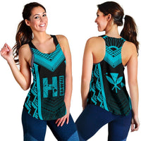 Hawaiian Kanaka Polynesian Women's Racerback Tank Active Blue Blue - Polynesian Pride