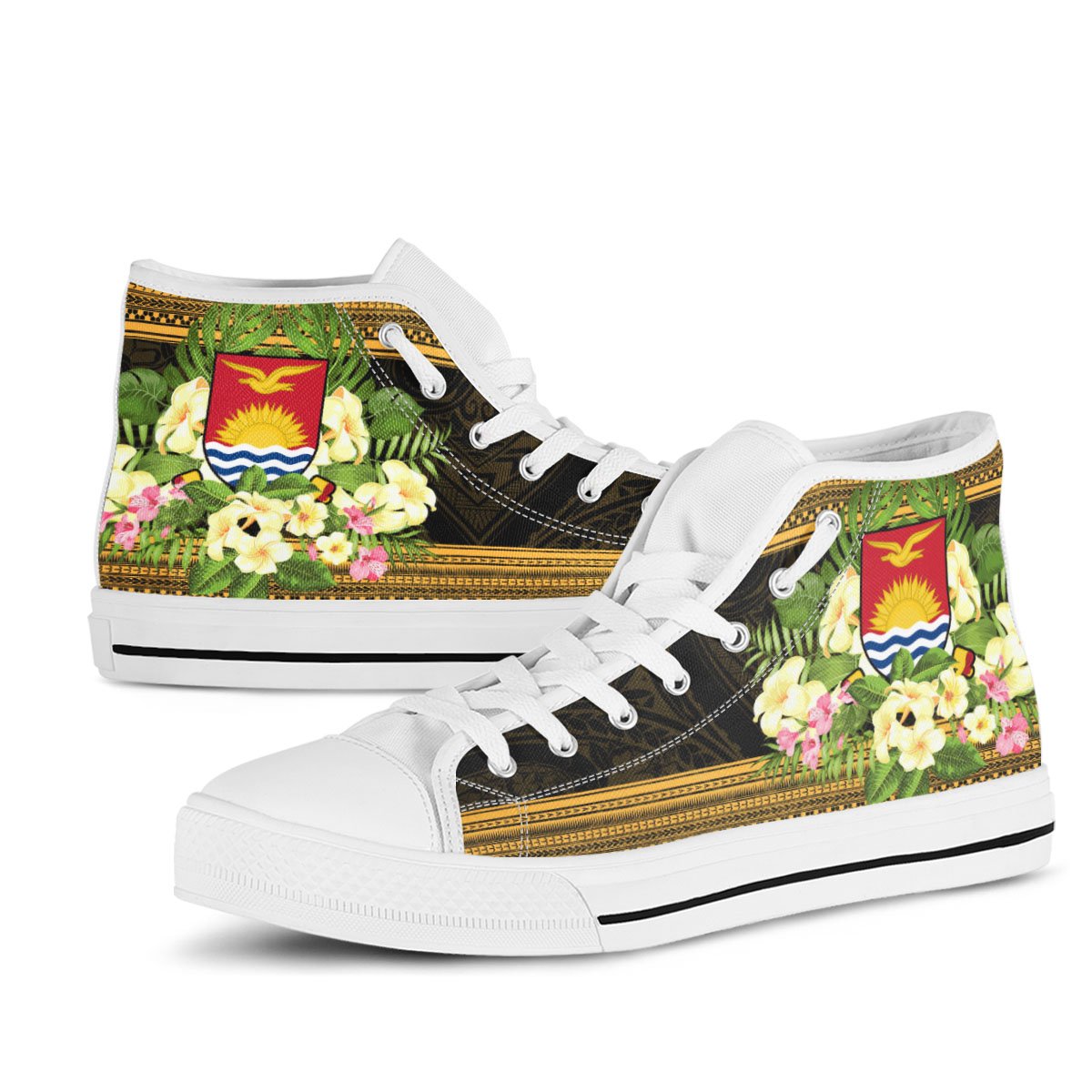 Kiribati High Top Shoes - Polynesian Gold Patterns Collection - Polynesian Pride