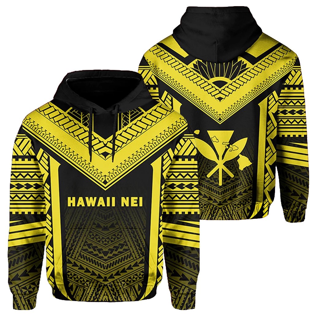 Hawaii Kanaka Polynesian Hoodie Active Yellow Unisex Yellow - Polynesian Pride