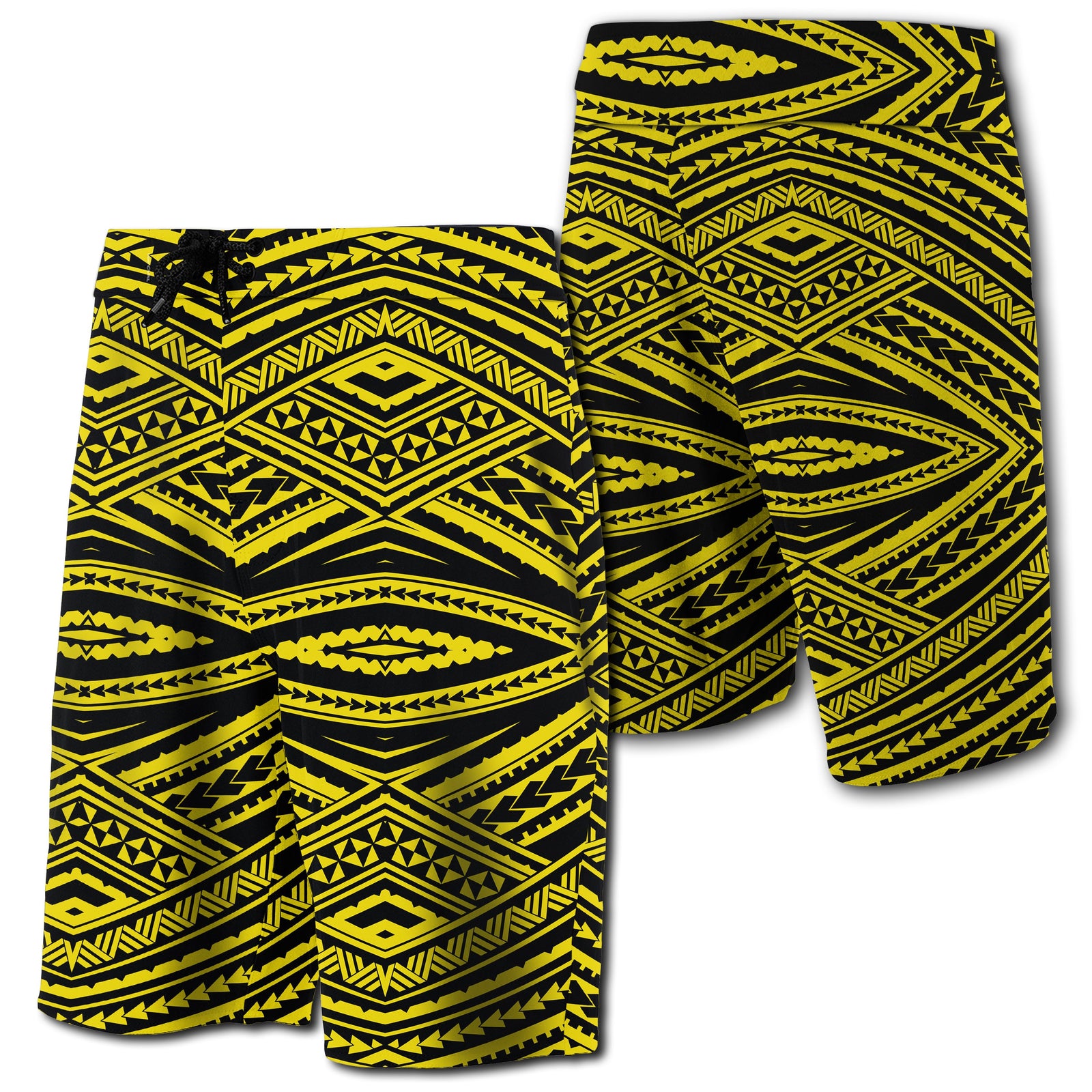 Hawaii Polynesian Tatau Board Shorts Yellow Men Yellow - Polynesian Pride