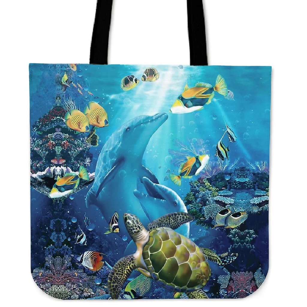 Animal Ocean Tote Bag Tote Bag One Size Black - Polynesian Pride