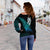 Aotearoa Off Shoulder Sweater Fern Mix Manaia Matau LT13 - Polynesian Pride