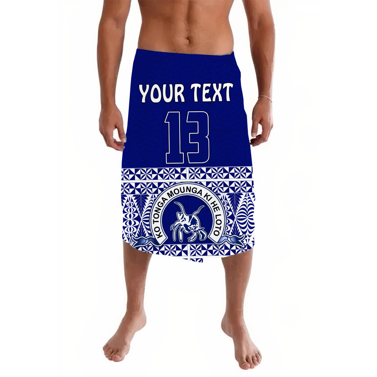 (Custom Text and Number) TOLOA Lavalava Tupou College Tonga Pattern LT13 Blue - Polynesian Pride