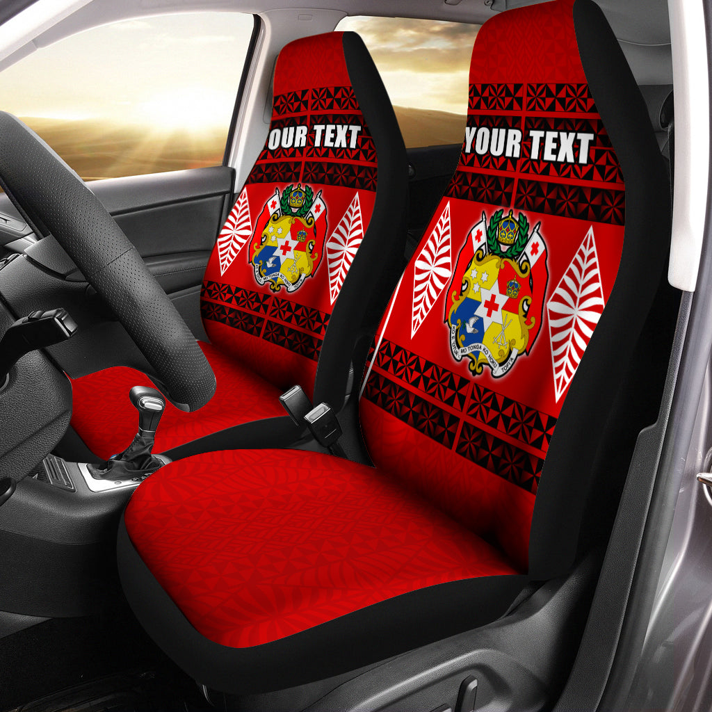 (Custom Personalised) Tonga Car Seat Covers - Tongan Pattern LT13 Universal Fit Red - Polynesian Pride