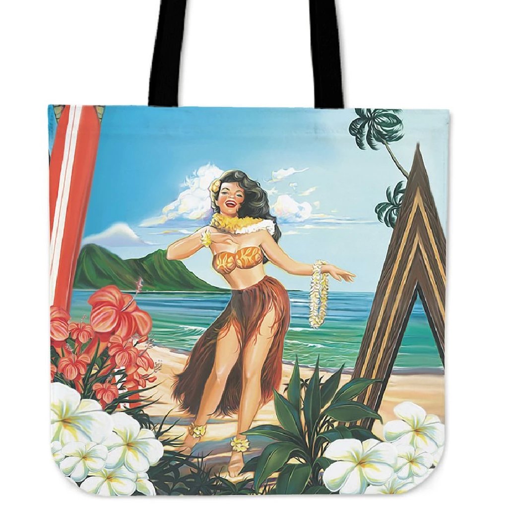 Aloha Hula Dance Tote Bag Tote Bag One Size Black - Polynesian Pride