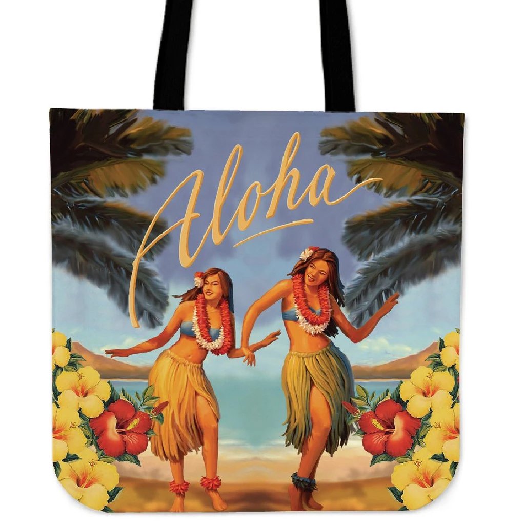 Aloha Hula Dance Hibiscus Tote Bag Tote Bag One Size Black - Polynesian Pride