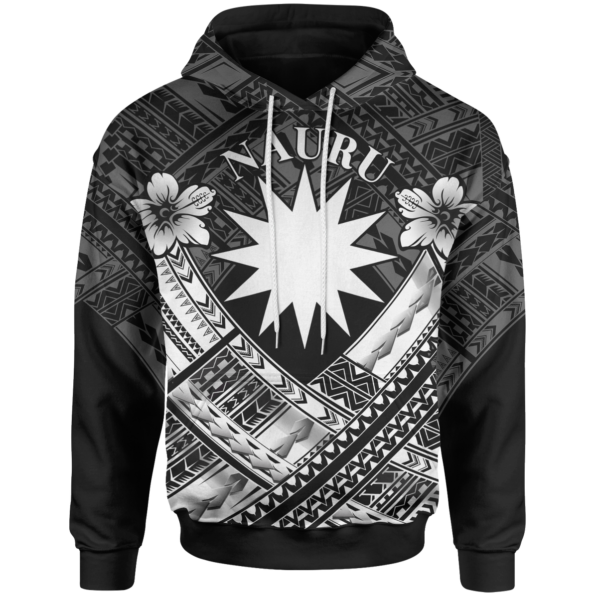 Nauru Polynesian Hoodie Nauru White Seal Camisole Hibiscus Style Unisex White - Polynesian Pride