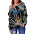 Fiji Coat of Arms Off Shoulder Sweater Polynesian mix Coconut Pattern LT13 - Polynesian Pride