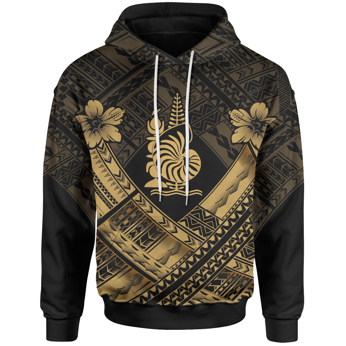 New Caledonia Polynesian Hoodie New Caledonia Gold Seal Camisole Hibiscus Style Unisex Gold - Polynesian Pride