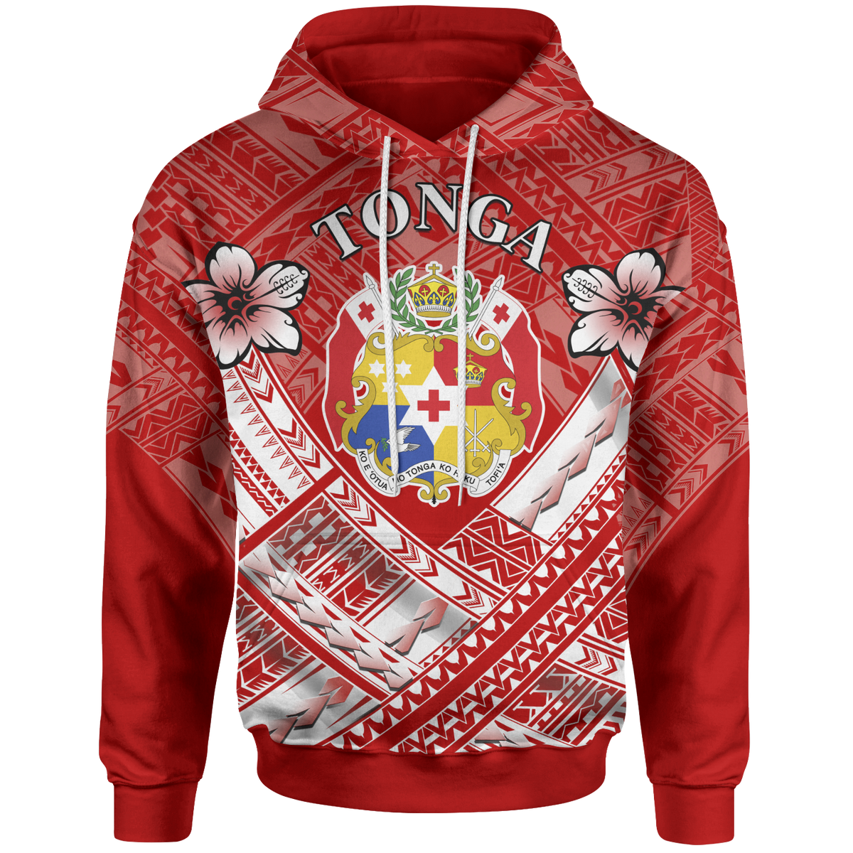 Tonga Polynesian Hoodie Tonga Flag Camisole Hibiscus Style Unisex White - Polynesian Pride