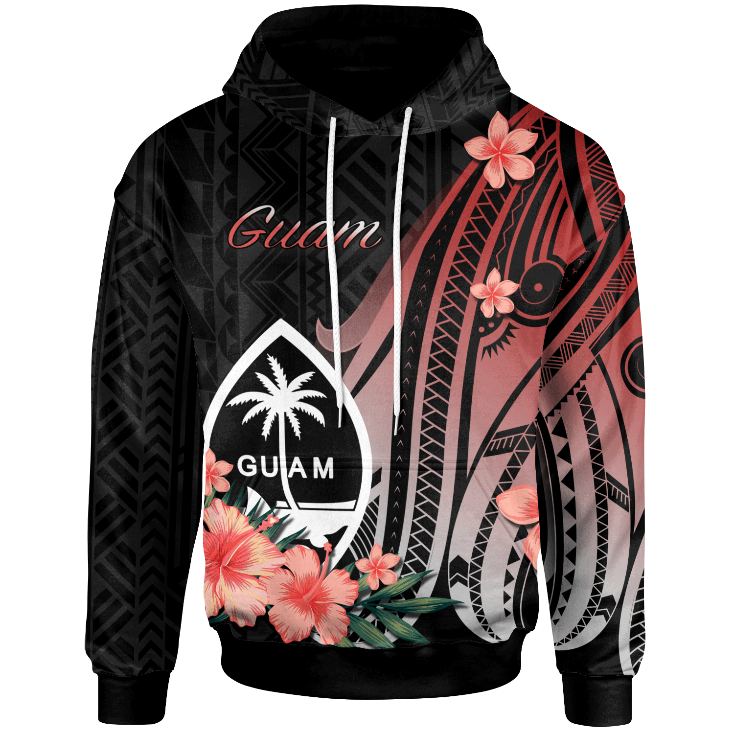 Guam Hoodie Red Polynesian Hibiscus Pattern Style Unisex Red - Polynesian Pride