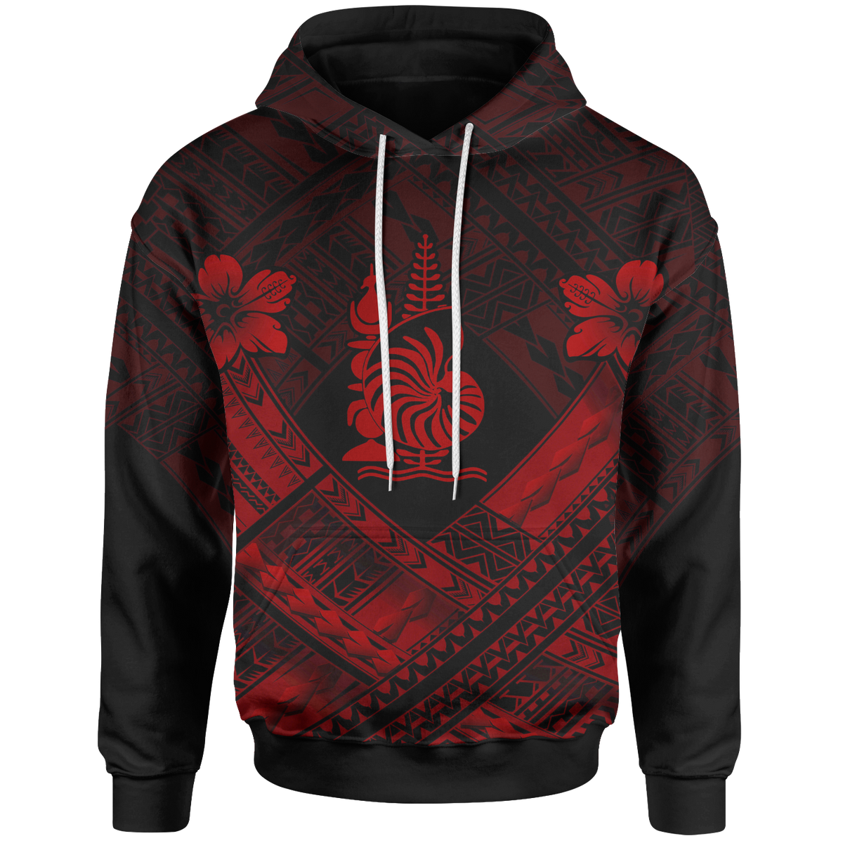 New Caledonia Polynesian Hoodie New Caledonia Red Seal Camisole Hibiscus Style Unisex Red - Polynesian Pride