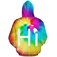 Hawaiian Map Hoodie (Zipper) Tie Dye - Polynesian Pride