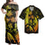 Hawaii Matching Dress and Hawaiian Shirt Hawaii Map Palm Trees Fish Hook Polynesian Colorful Yellow - Polynesian Pride