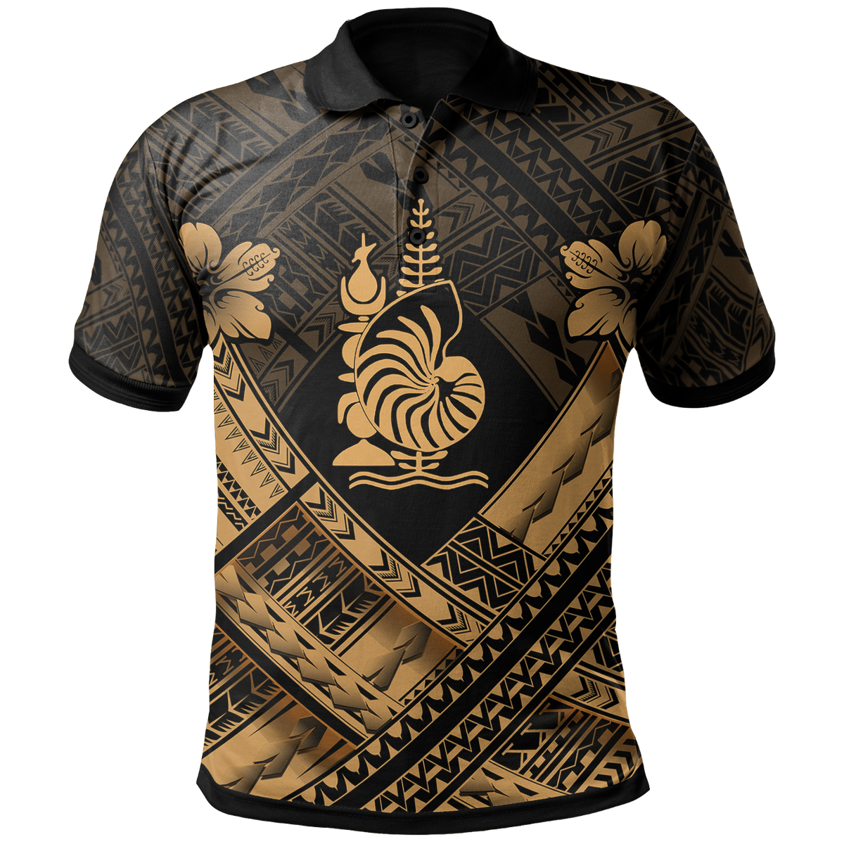 New Caledonia Polynesian Polo Shirt Polynesian Gold Seal Camisole Hibiscus Style Unisex Gold - Polynesian Pride