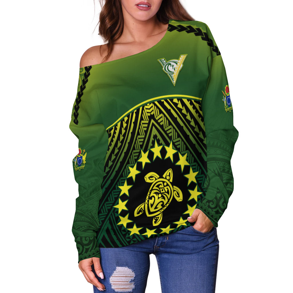 The Kuki's Off Shoulder Sweater Cook Islands Rugby LT13 - Polynesian Pride