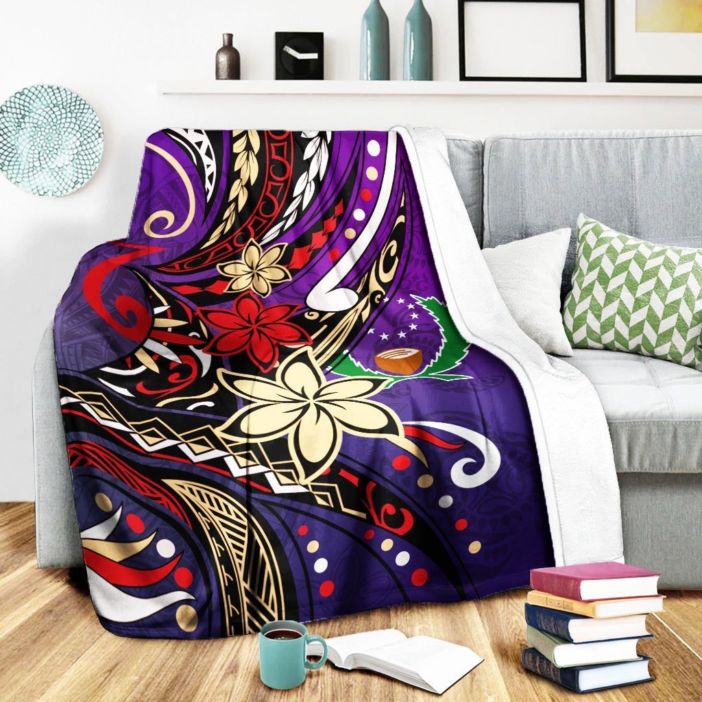 Pohnpei Premium Blanket - Tribal Flower With Special Turtles Purple Color - Polynesian Pride