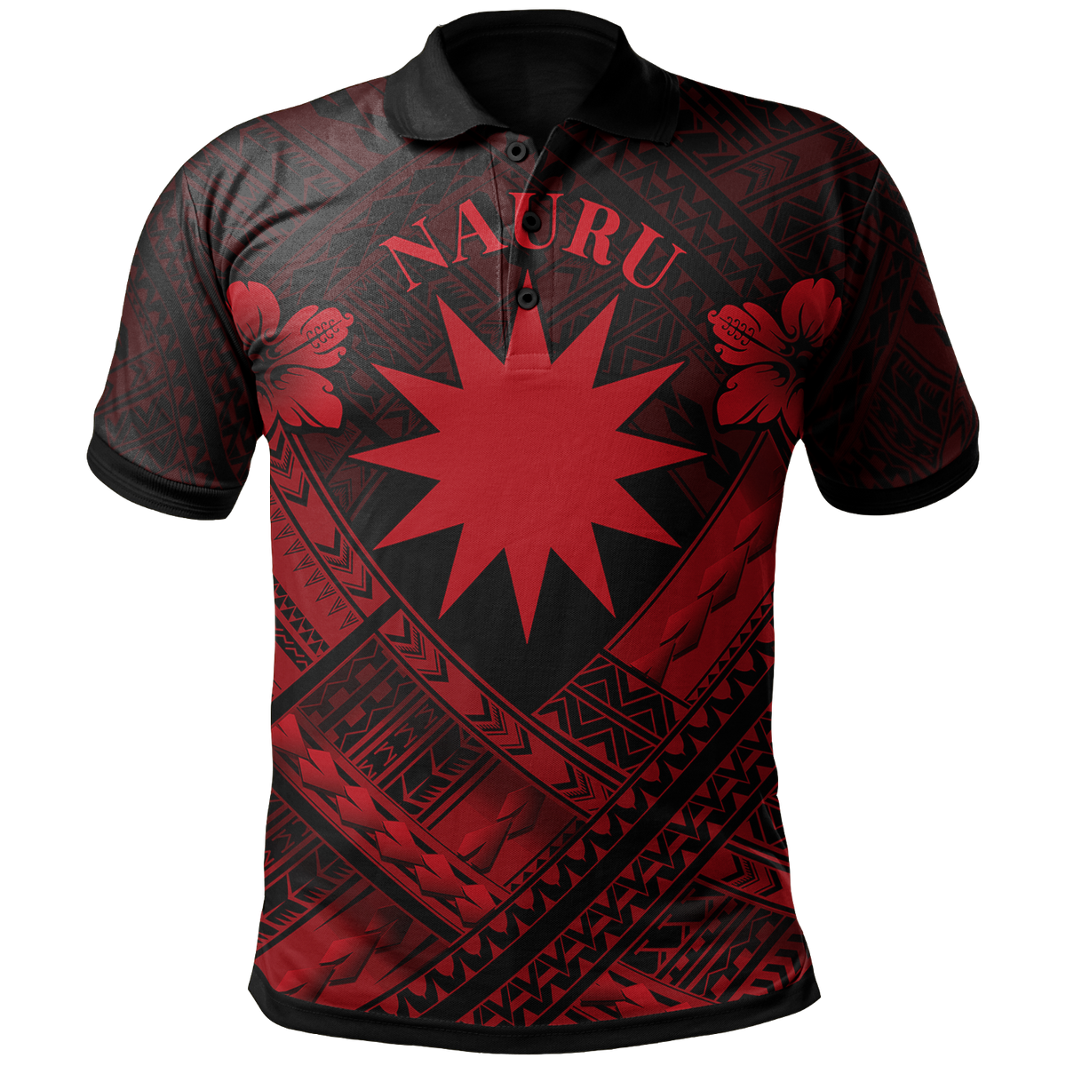 Nauru Polynesian Polo Shirt Nauru Red Seal Camisole Hibiscus Style Unisex Red - Polynesian Pride