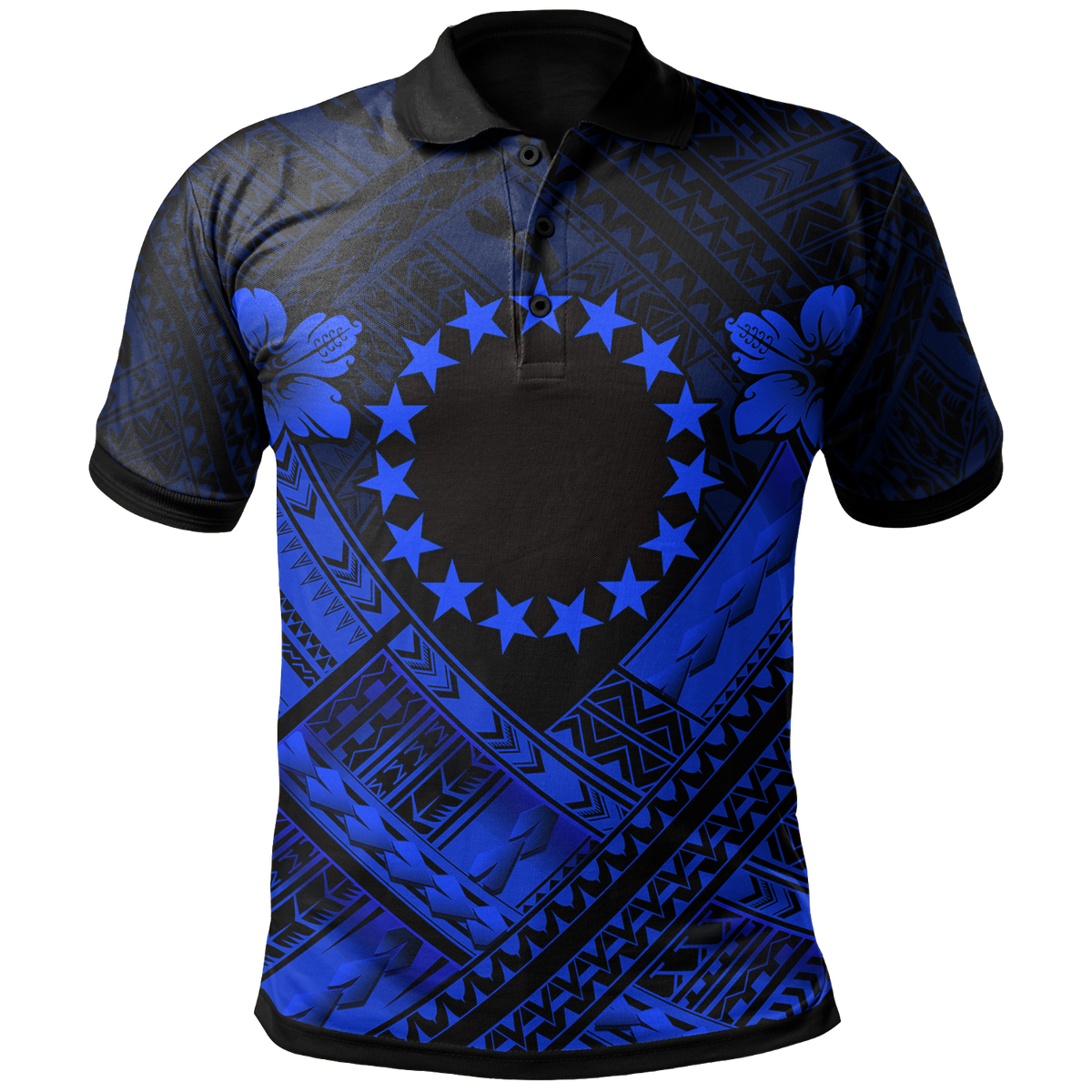 Cook Islands Polynesian Polo Shirt Kuki Airani Blue Seal Camisole Hibiscus Style Unisex Blue - Polynesian Pride