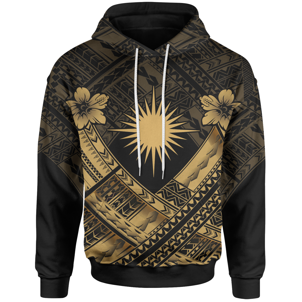 Marshall Islands Polynesian Hoodie Marshall Islands Gold Flag Camisole Hibiscus Style Unisex Gold - Polynesian Pride