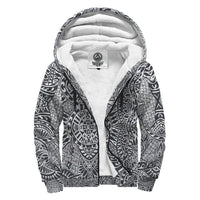 White Polynesian Pattern Sherpa Hoodie White - Polynesian Pride