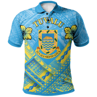 Tuvalu Polynesian Polo Shirt Tuvalu Flag Camisole Hibiscus Style Unisex Blue - Polynesian Pride