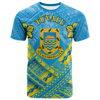 Tuvalu Polynesian T Shirt Tuvaluan Flag Camisole Hibiscus Style Unisex Blue - Polynesian Pride