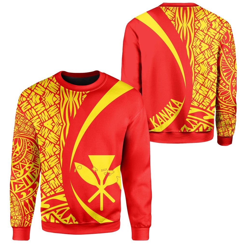 Kanaka Mauna Kea Polynesian Sweatshirt - Circle Style Unisex Red - Polynesian Pride