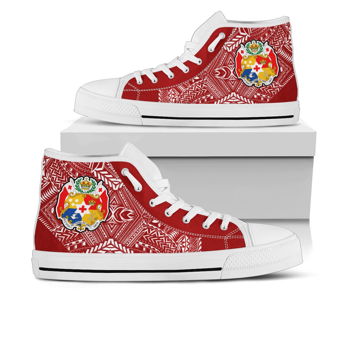 Tonga High Top Shoes - Polynesian Design Unisex Black - Polynesian Pride
