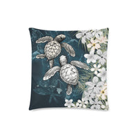 Kanaka Maoli (Hawaiian) Pillow Cases - Sea Turtle Tropical Hibiscus And Plumeria White - Polynesian Pride