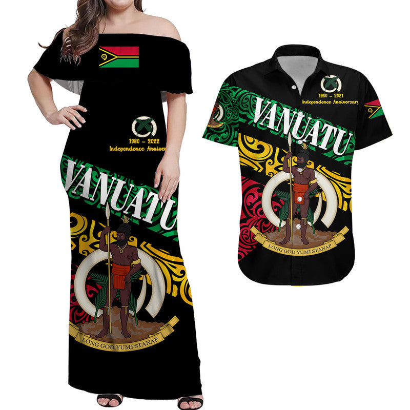 Vanuatu Matching Hawaiian Shirt and Dress Special Independence Anniversary Sporty Style LT8 Black - Polynesian Pride