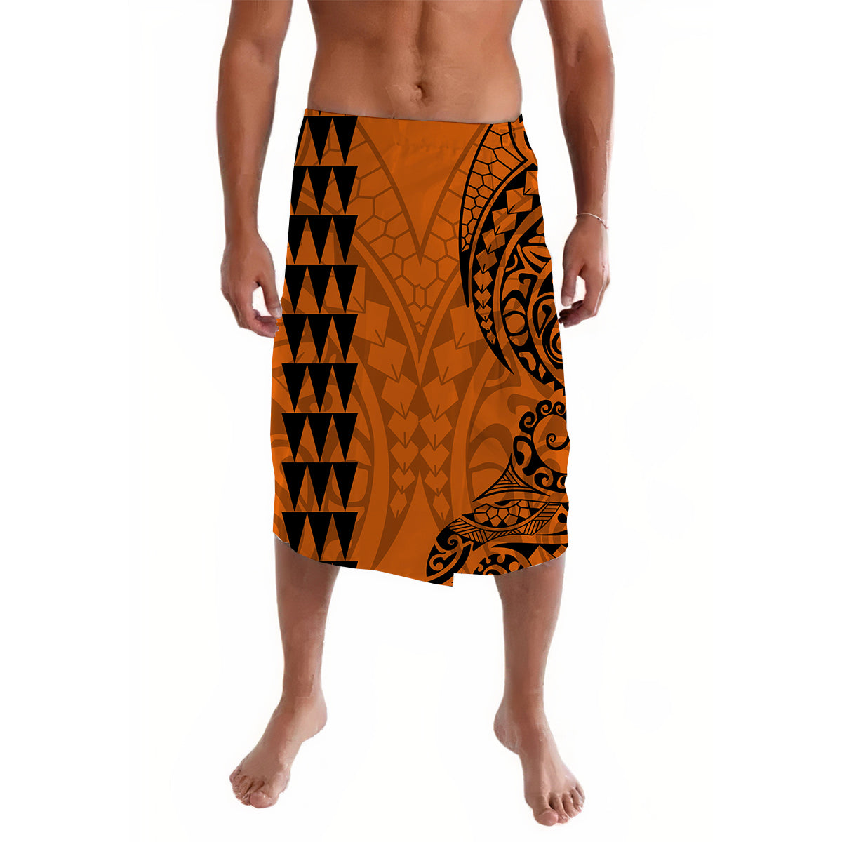 Kakau Polynesian Tribal Orange Lavalava LT13 Orange - Polynesian Pride LLC