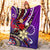 Cook Islands Premium Blanket - Tribal Flower With Special Turtles Purple Color - Polynesian Pride